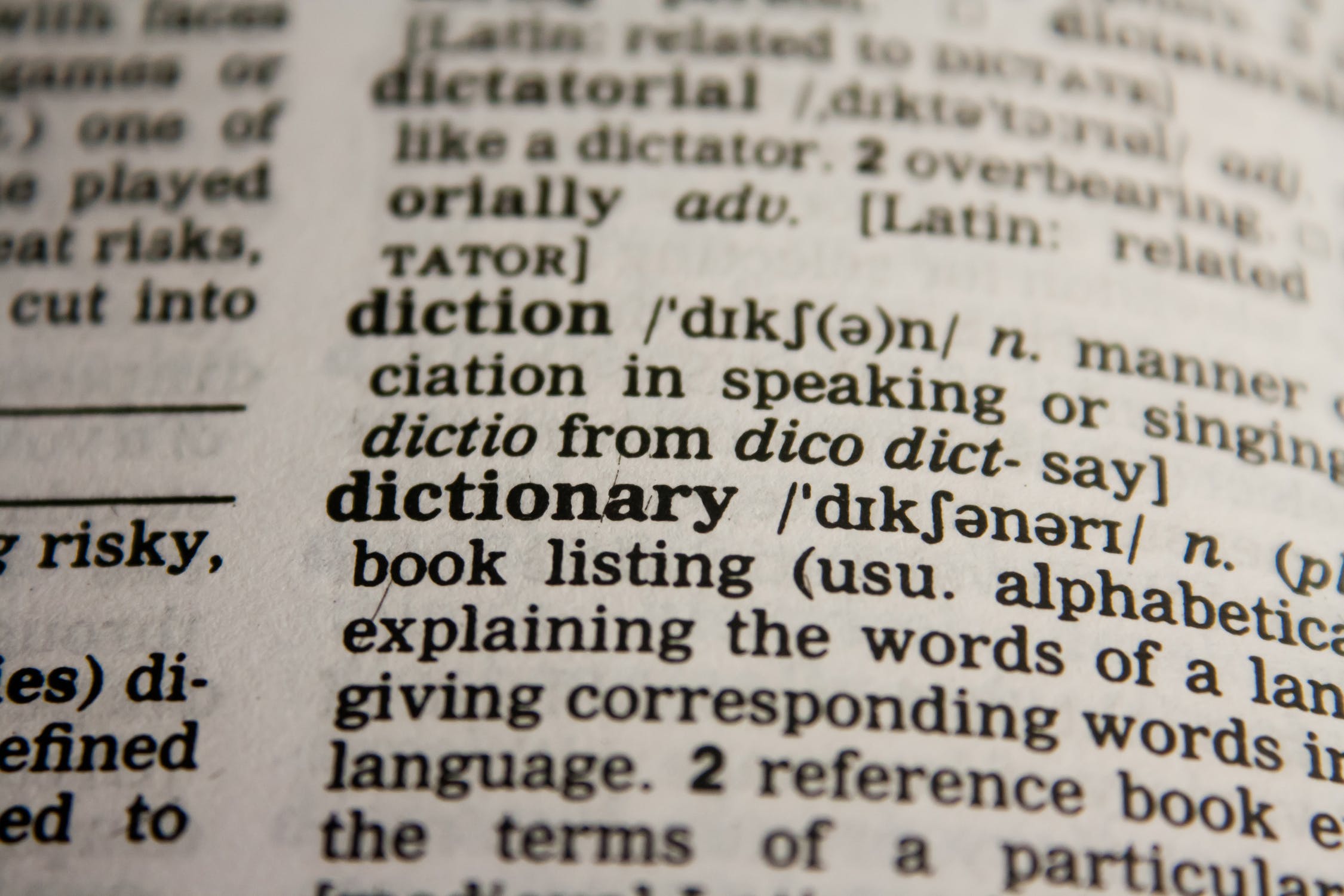 Dictionary Opened To The Page Containing Dictionary